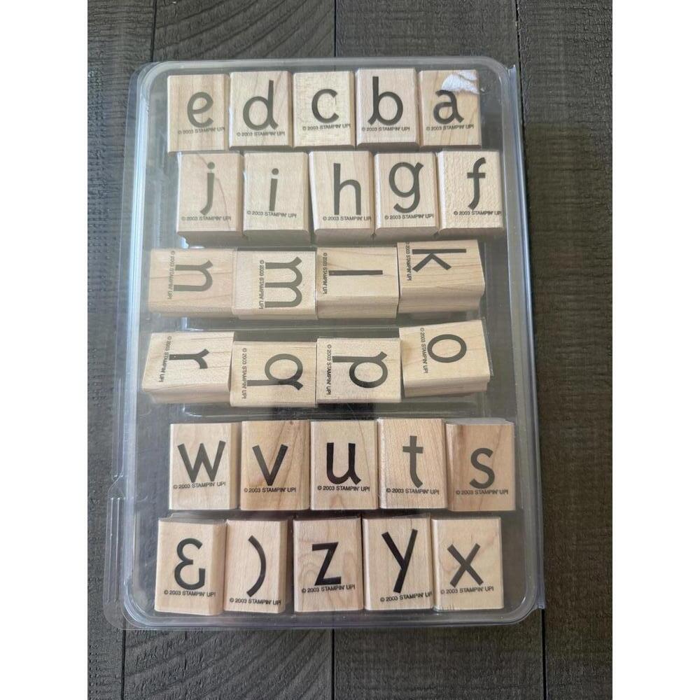 Stampin’ Up Pure & Simple Alphabet Lower 2003 wood block rubber stamp set